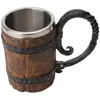 550 ml Holznachbildung Fass Edelstahl Bierkrug Produktbild-Vorschau 3