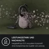 A vacuum cleaner is shown with debris exploding from its hose, with a text overlay about sustainability. Produktbild-Vorschau
