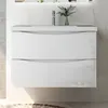 Badmöbel Set 80 cm Smiley Hochglanz Weiß Waschbecken mit Produktbild-Vorschau 1