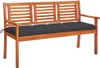 3-Sitzer-Gartenbank mit Auflage 150 cm Massivholz Produktbild-Vorschau 1