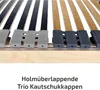 Close-up view of a slatted bed base with adjustable firmness elements. Produktbild-Vorschau