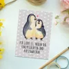 Mr. & Mrs. Panda Postkarte Pinguine Einschlafen - Grau Produktbild-Vorschau 2