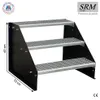 A three-step metal staircase with black side supports, shown against a white background with dimensions indicated. Anteprima dell’immagine prodotto