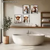 4er-Set lustige Highland-Kuh-Poster, Leinwand, 20x25 cm, ungerahmt Produktbild-Vorschau