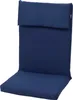 A dark blue chair cushion set, consisting of a seat cushion and a back cushion with a headrest extension, is shown against a white background. Produktbild-Vorschau