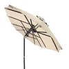 The underside of a beige patio umbrella with a black metal frame and pole, shown against a white background. Anteprima dell’immagine prodotto
