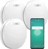 Three white smoke detectors are arranged with a smartphone displaying a smoke alarm app. Náhľad obrázku produktu