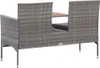 A grey poly rattan garden bench with a small integrated table. Náhľad obrázku produktu