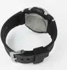 A close-up, angled view of the back of a black Casio G-Shock watch with a silver metal case back and a black rubber strap. Anteprima dell’immagine prodotto