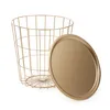 A gold wire basket with a separate gold lid displayed against a white background. Produktbild-Vorschau
