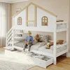 Merax Etagenbett 90x200 cm im Hausstil mit Treppe, Produktbild-Vorschau 3