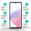A smartphone screen protector with feature callouts. Produktbild-Vorschau