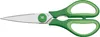 A pair of green kitchen scissors against a white background. Produktbild-Vorschau