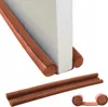 A door draft stopper is shown in brown, with a close-up of the product attached to a door and a separate view of the product. Náhled obrázku produktu