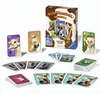 A tabletop game setup with cards and a game box on a white background. Produktbild-Vorschau