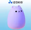 A purple cat-shaped LED night light with the brand logo and name at the top. Produktbild-Vorschau