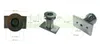 Three views of a metal mounting bracket with dimensions indicated. Náhled obrázku produktu