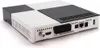 The back of a white and black satellite receiver box. Produktbild-Vorschau