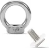 A stainless steel eye nut and a screw with a white washer are shown against a white background. Produktbild-Vorschau