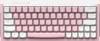 A pink and white mechanical keyboard is shown from a top-down perspective against a white background. Produktbild-Vorschau