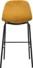 A bar stool with a yellow corduroy seat and black metal legs against a white background. Voir les images du produit