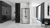 A modern bathroom with a shower cabin, bathtub, and seating area. Podgląd zdjęcia produktu