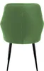 The back view of a green velvet dining chair with black metal legs, isolated on a white background. Náhled obrázku produktu