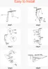 Instructional diagrams for installing a folding balcony table. Voir les images du produit