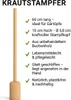 A wooden krautstampfer with descriptive text highlighting its features. Produktbild-Vorschau