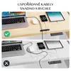 Two images of a desk setup showing organized vs. disorganized cables. Náhled obrázku produktu