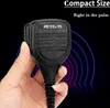 A hand holding a Retevis microphone with marketing text overlay. Produktbild-Vorschau