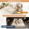 A split image showing a sofa during the day and a couple sleeping on it at night, highlighting its versatility. Podgląd zdjęcia produktu