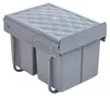 A gray built-in trash can with two compartments and a textured lid. Anteprima dell’immagine prodotto