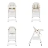A collage of four images showing a white baby high chair from different angles. Náhled obrázku produktu