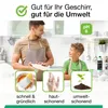 A father and son are in a kitchen, washing dishes. The image highlights the product's benefits. Produktbild-Vorschau