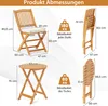 Diagrams showing the dimensions and load capacity of a wooden garden furniture set. Náhled obrázku produktu