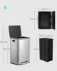 SONGMICS Mülleimer 50 L, 15 Müllsäcke, Edelstahl, Produktbild-Vorschau 7