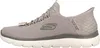 Side view of a gray Skechers slip-on shoe. Produktbild-Vorschau