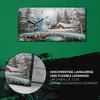 Wandkunst Leinwand Bild Uhr 60x30 Malerei Winter Schnee Produktbild-Vorschau 5