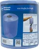 A roll of blue cleaning cloths with packaging and promotional text. Produktbild-Vorschau