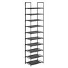 A tall, narrow black metal shoe rack with ten shelves, photographed against a plain white background. Náhled obrázku produktu