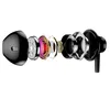 An exploded view of a black earbud, showing its internal components. Podgląd zdjęcia produktu