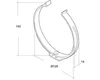 Technical drawing of a pipe clamp with dimensions. Produktbild-Vorschau