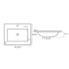 Technical drawing of a sink with dimensions. Podgląd zdjęcia produktu
