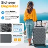 A woman stands with a suitcase in a scenic location. Produktbild-Vorschau