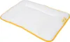 A white baby pillow with a yellow trim, shown from a slightly elevated angle. Produktbild-Vorschau