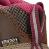 A close-up view of a brown KEEN waterproof boot, showing the brand's logo and material details. Voir les images du produit