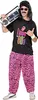 A person wearing an 80s-themed costume, holding a boombox. Produktbild-Vorschau
