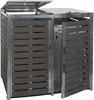 A modern, outdoor bin enclosure with two compartments, made of WPC and stainless steel. Náhled obrázku produktu