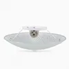 A ceiling light fixture with a frosted glass bowl and a white metal base. Produktbild-Vorschau